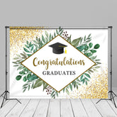 Aperturee - Gold Sparkling Green Leaves Grad Backdrop For Photo